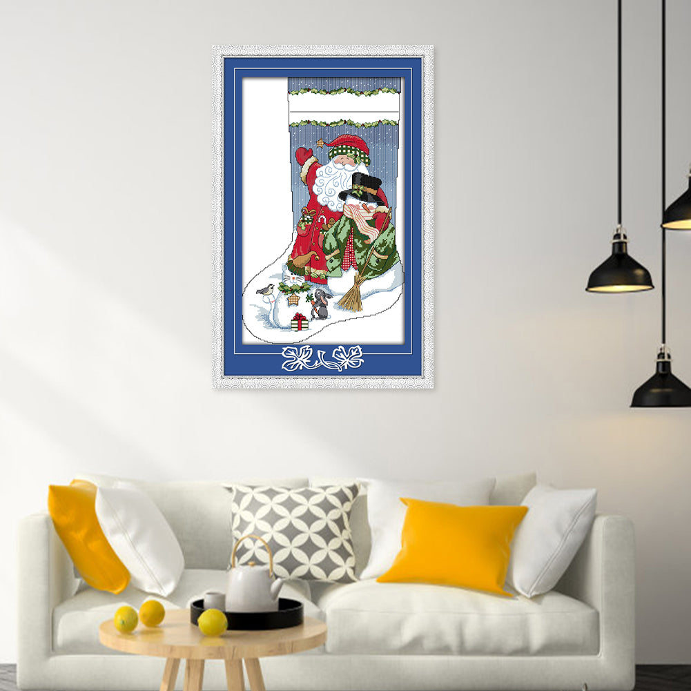 Christmas Socks - 16CT Stamped Cross Stitch 30*43CM(Joy Sunday)