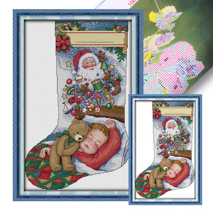 Christmas Stocking Dream - 16CT Stamped Cross Stitch 30*43CM(Joy Sunday)