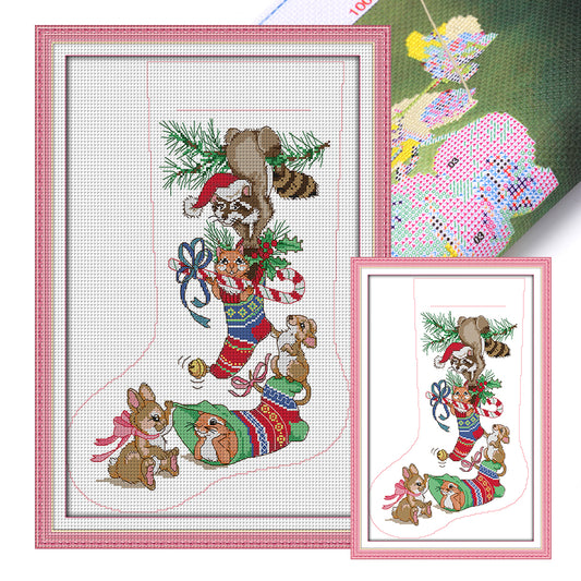 Christmas Socks - 16CT Stamped Cross Stitch 30*44CM(Joy Sunday)