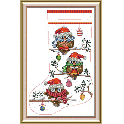 Christmas Stocking Owl - 16CT Stamped Cross Stitch 30*44CM(Joy Sunday)