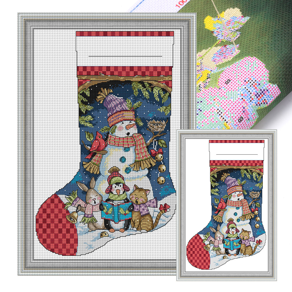 Christmas Carol Socks - 16CT Stamped Cross Stitch 30*44CM(Joy Sunday)