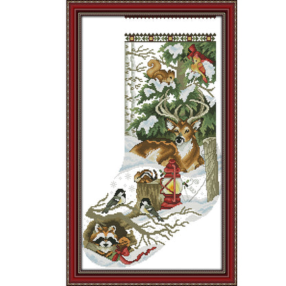 Winter Jungle Christmas Stocking - 16CT Stamped Cross Stitch 30*46CM(Joy Sunday)