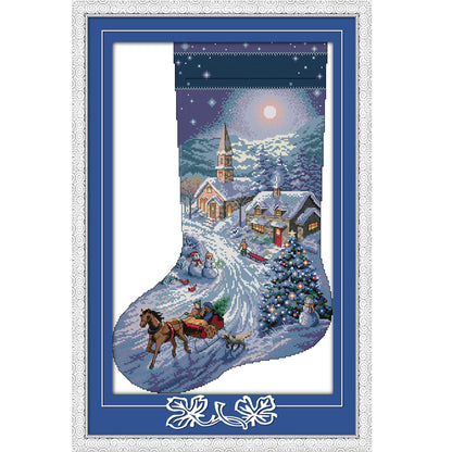 Christmas Socks - 16CT Stamped Cross Stitch 32*48CM(Joy Sunday)