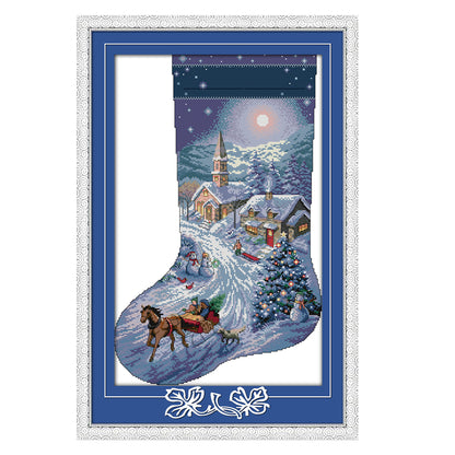 Christmas Socks - 16CT Stamped Cross Stitch 32*48CM(Joy Sunday)