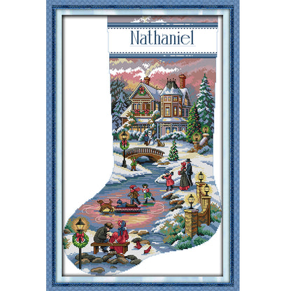 Happy Christmas Stockings - 16CT Stamped Cross Stitch 32*48CM(Joy Sunday)