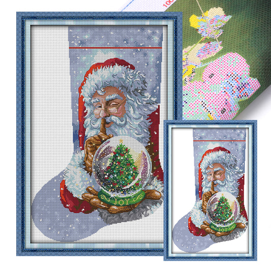 Santa Claus In Christmas Stocking - 16CT Stamped Cross Stitch 33*49CM(Joy Sunday)