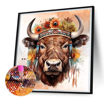 Indian Style Cow - Full Round Drill Diamond Painting 30*30CM