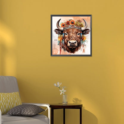 Indian Style Cow - Full Round Drill Diamond Painting 30*30CM