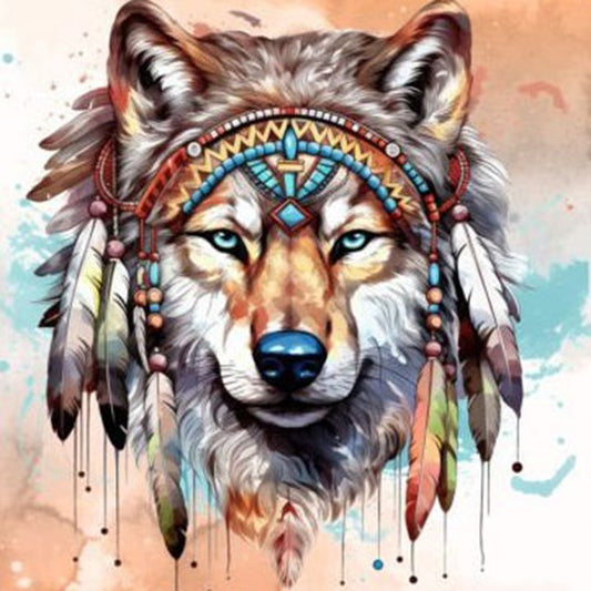 Indian Style Wolf - Full Round Drill Diamond Painting 30*30CM