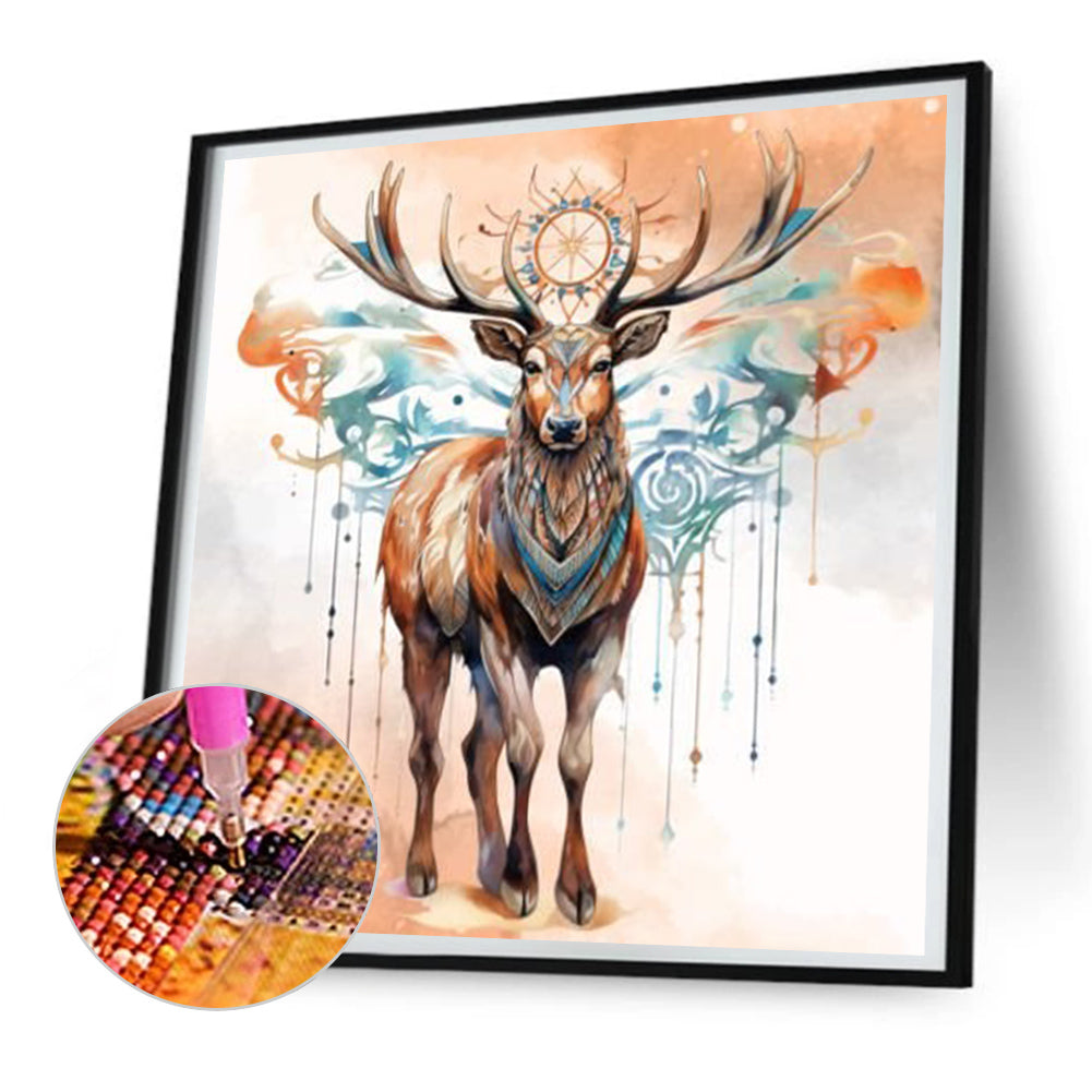 Indian Style Elk - Full Round Drill Diamond Painting 30*30CM