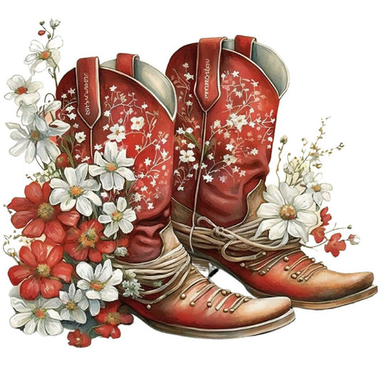 Western Cowboy Boots - Full Round Drill Diamond Painting 30*30CM
