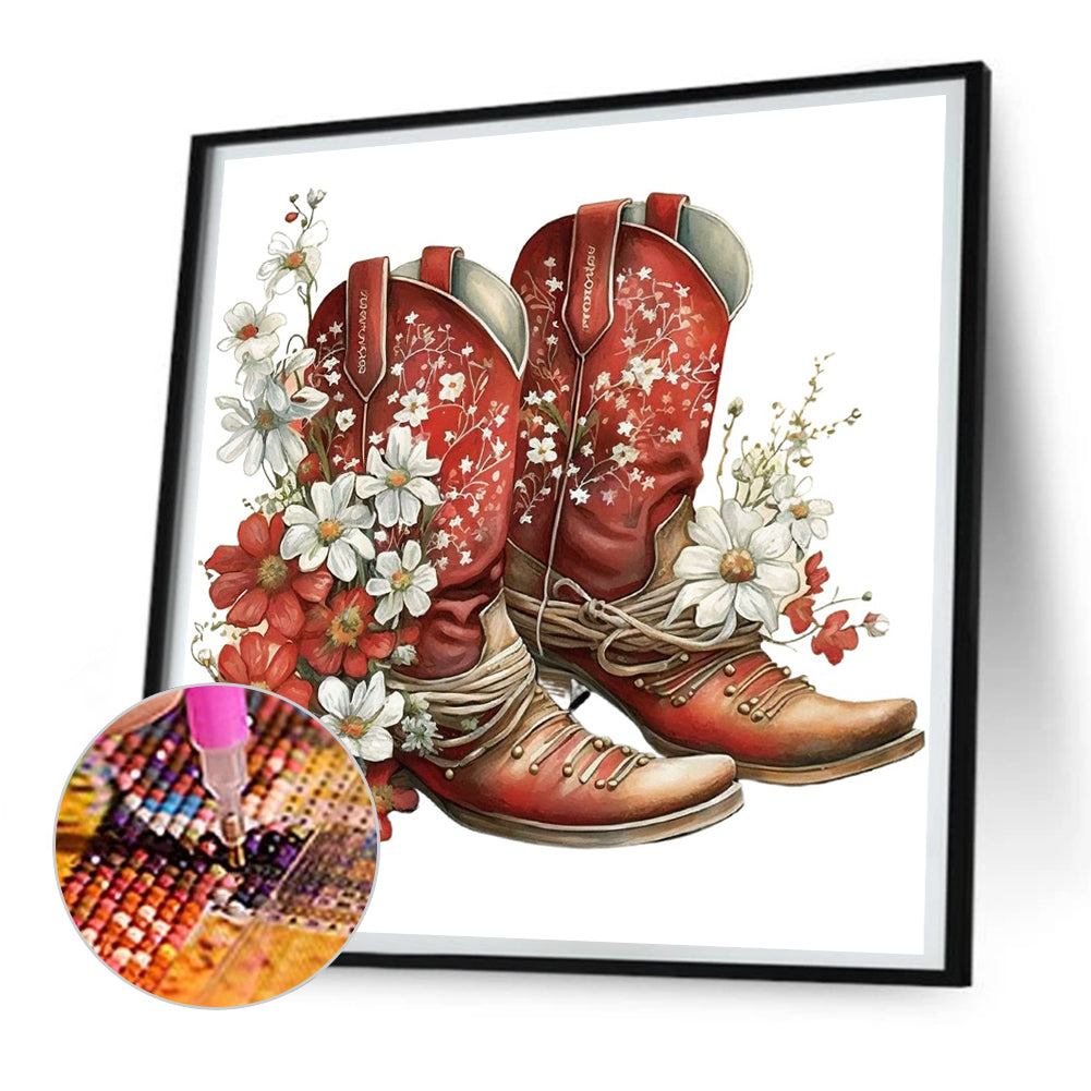Western Cowboy Boots - Full Round Drill Diamond Painting 30*30CM