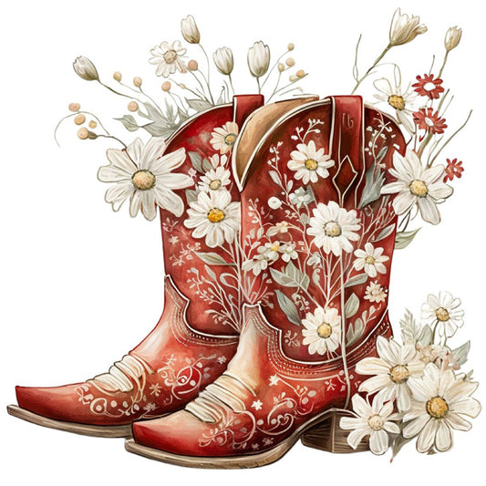 Western Cowboy Boots - Full Round Drill Diamond Painting 30*30CM