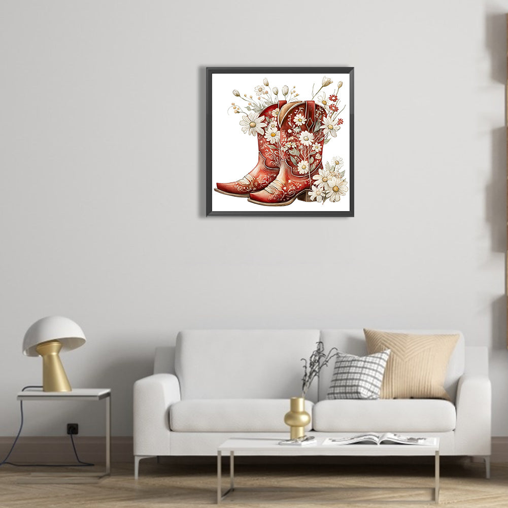 Western Cowboy Boots - Full Round Drill Diamond Painting 30*30CM