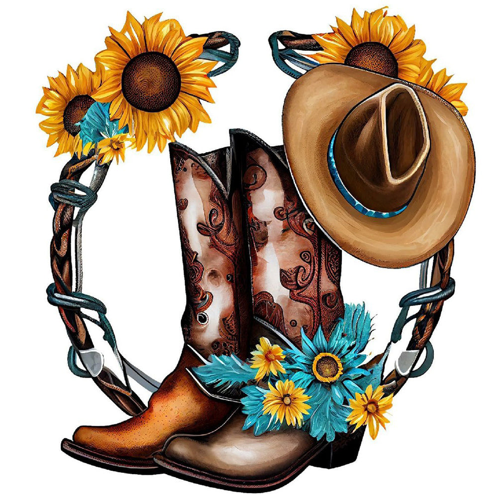 Western Cowboy Boots - Full Round Drill Diamond Painting 30*30CM