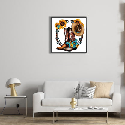 Western Cowboy Boots - Full Round Drill Diamond Painting 30*30CM