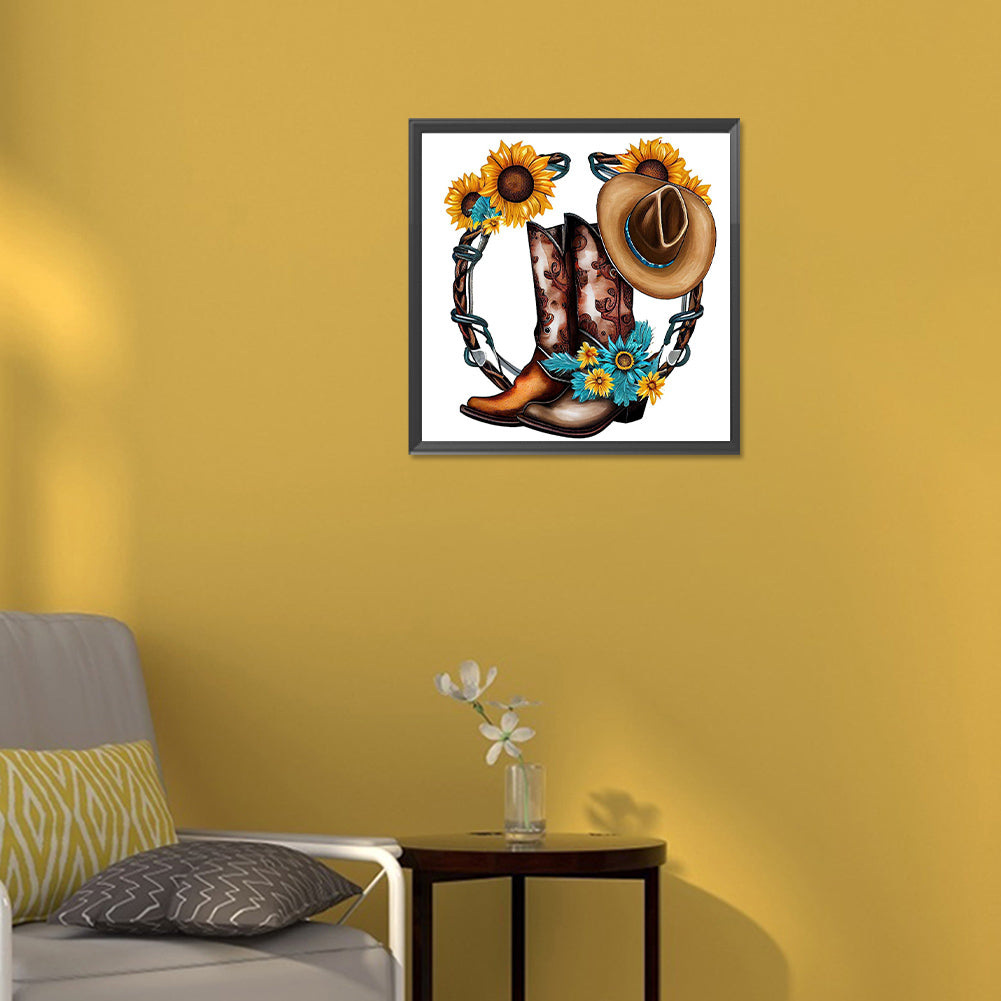 Western Cowboy Boots - Full Round Drill Diamond Painting 30*30CM