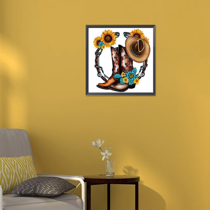 Western Cowboy Boots - Full Round Drill Diamond Painting 30*30CM