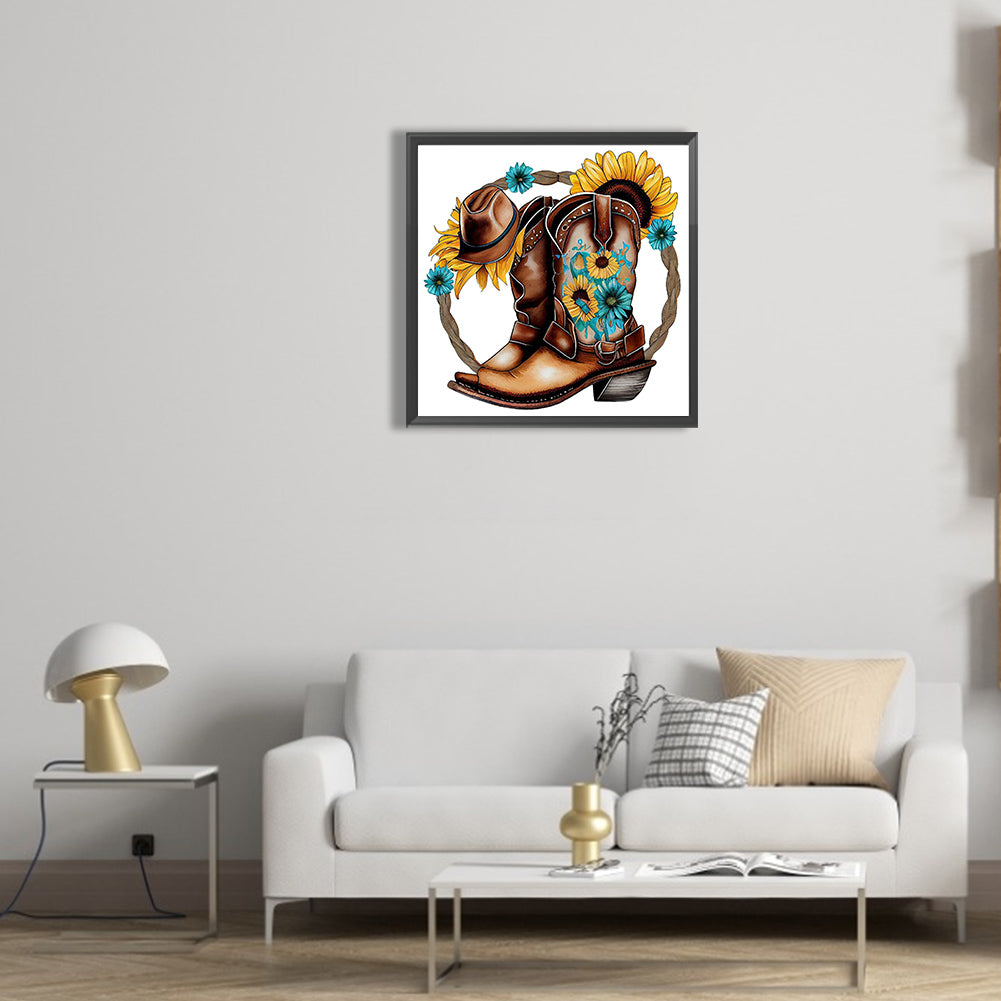 Western Cowboy Boots - Full Round Drill Diamond Painting 30*30CM
