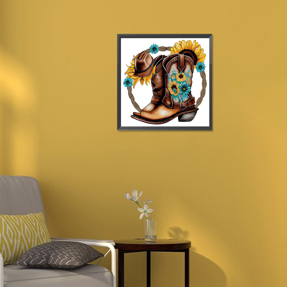 Western Cowboy Boots - Full Round Drill Diamond Painting 30*30CM