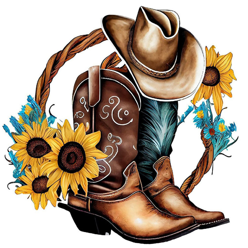 Western Cowboy Boots - Full Round Drill Diamond Painting 30*30CM