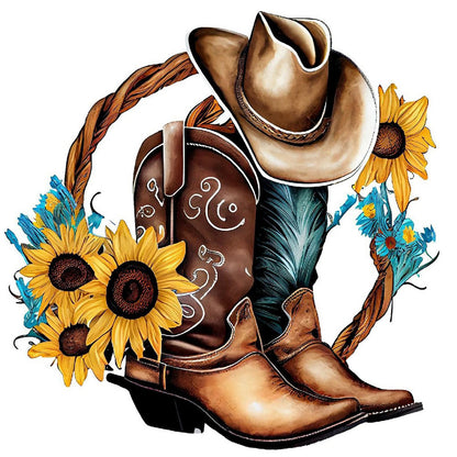 Western Cowboy Boots - Full Round Drill Diamond Painting 30*30CM