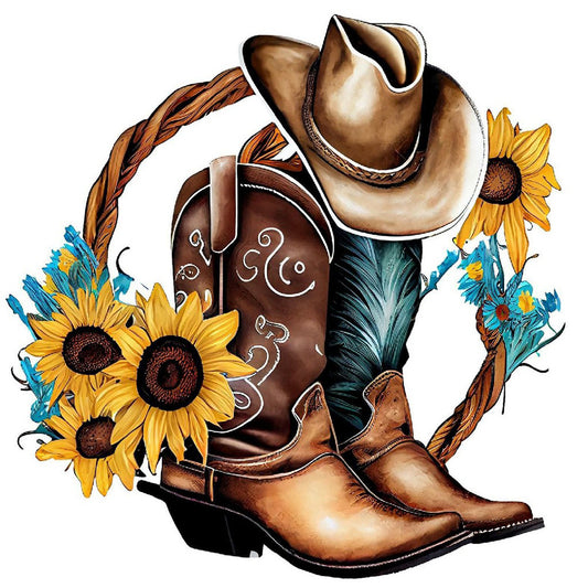Western Cowboy Boots - Full Round Drill Diamond Painting 30*30CM