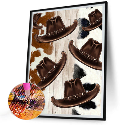 Western Cowboy Hat - Full Round Drill Diamond Painting 30*40CM