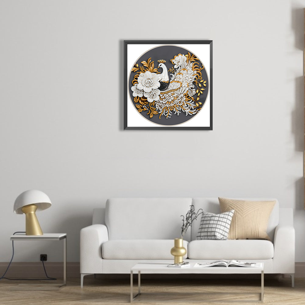 Peacock On Branch - Special Shaped Drill Diamond Painting 30*30CM