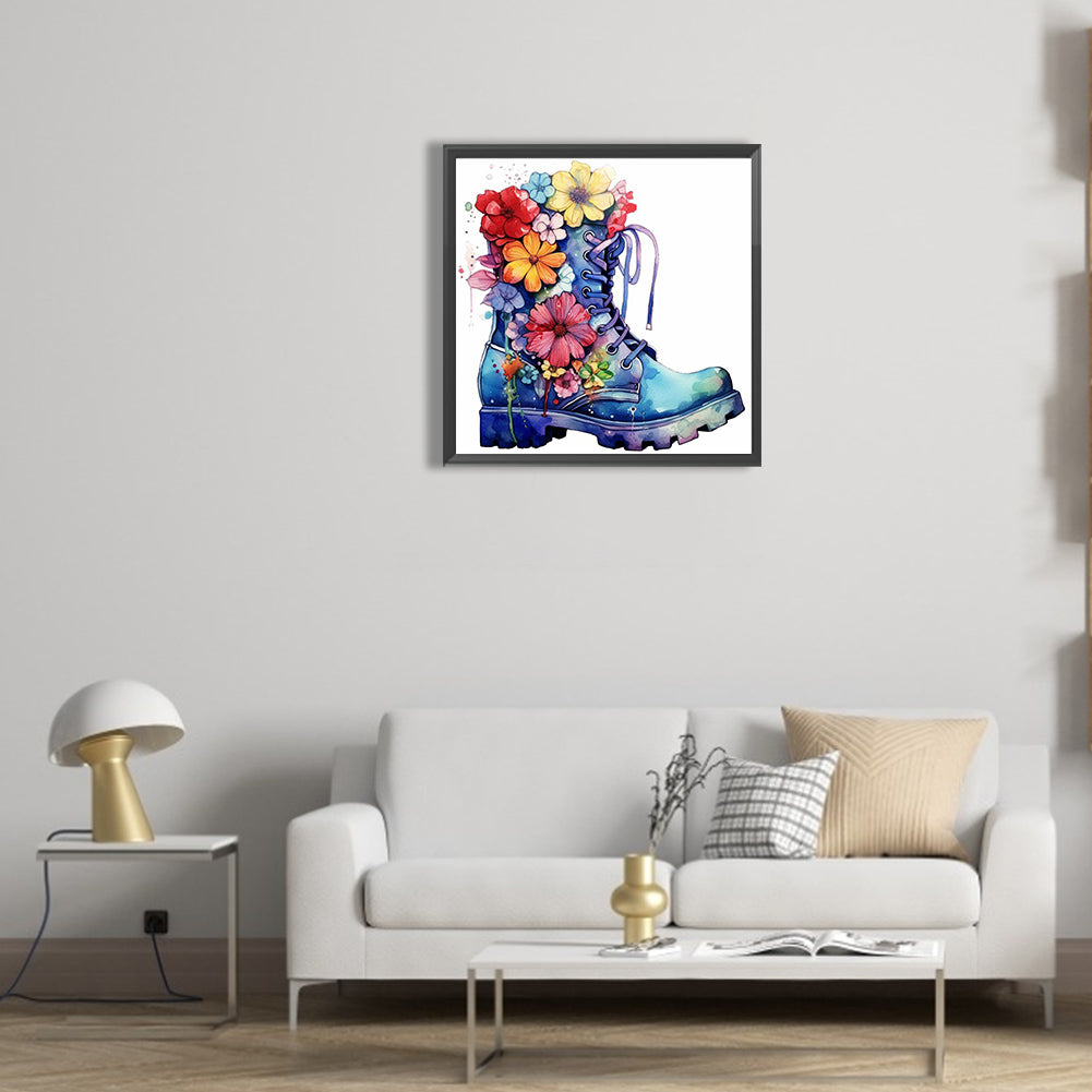 Floral Military Boots - Full Round Drill Diamond Painting 30*30CM