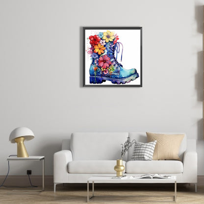 Floral Military Boots - Full Round Drill Diamond Painting 30*30CM