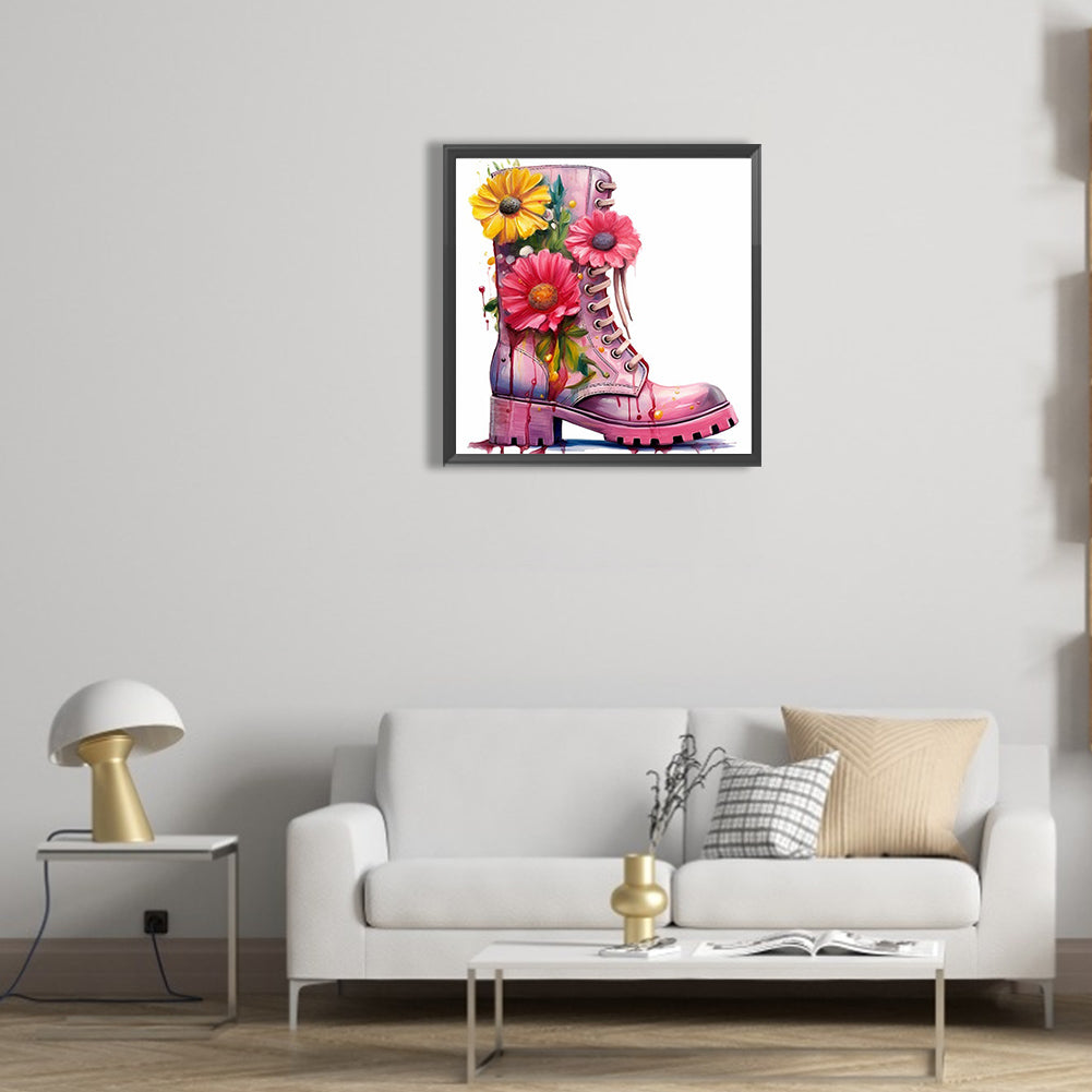 Floral Military Boots - Full Round Drill Diamond Painting 30*30CM