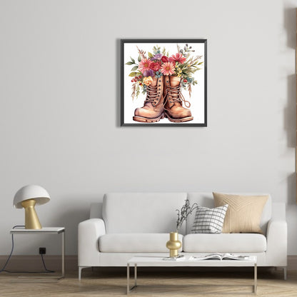Floral Military Boots - Full Round Drill Diamond Painting 30*30CM