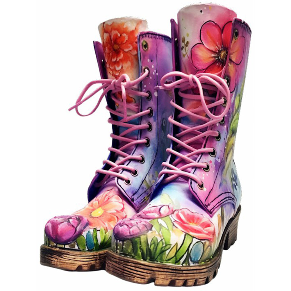 Floral Military Boots - Full Round Drill Diamond Painting 30*40CM