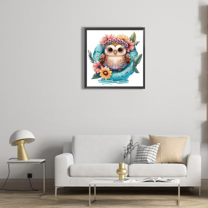 Summer Swimming Owl - Full Round Drill Diamond Painting 30*30CM