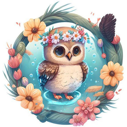 Summer Swimming Owl - Full Round Drill Diamond Painting 30*30CM
