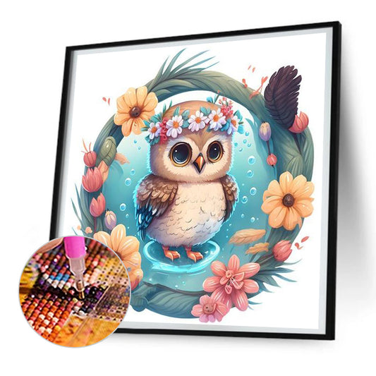Summer Swimming Owl - Full Round Drill Diamond Painting 30*30CM