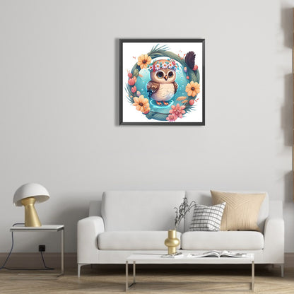 Summer Swimming Owl - Full Round Drill Diamond Painting 30*30CM