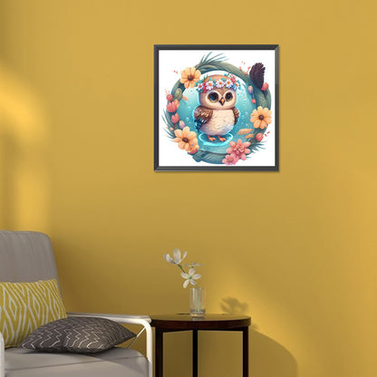 Summer Swimming Owl - Full Round Drill Diamond Painting 30*30CM