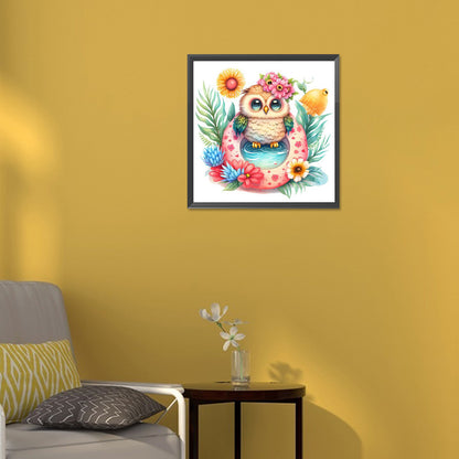 Summer Swimming Owl - Full Round Drill Diamond Painting 30*30CM