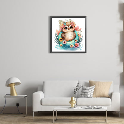 Summer Swimming Owl - Full Round Drill Diamond Painting 30*30CM
