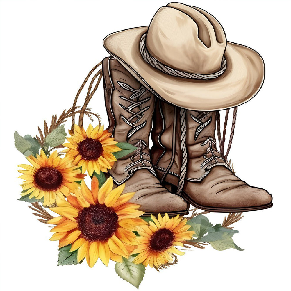 Cowboy Hats And Boots - Full Round Drill Diamond Painting 30*30CM