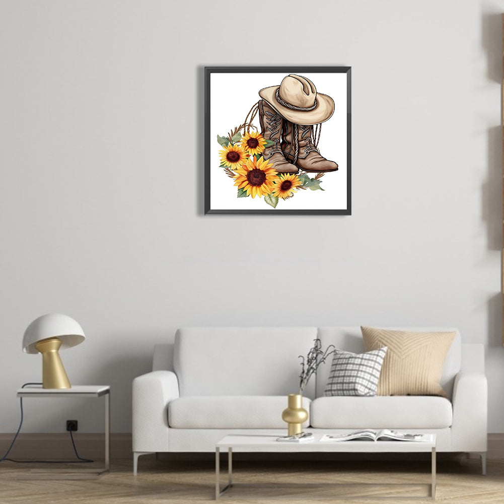 Cowboy Hats And Boots - Full Round Drill Diamond Painting 30*30CM