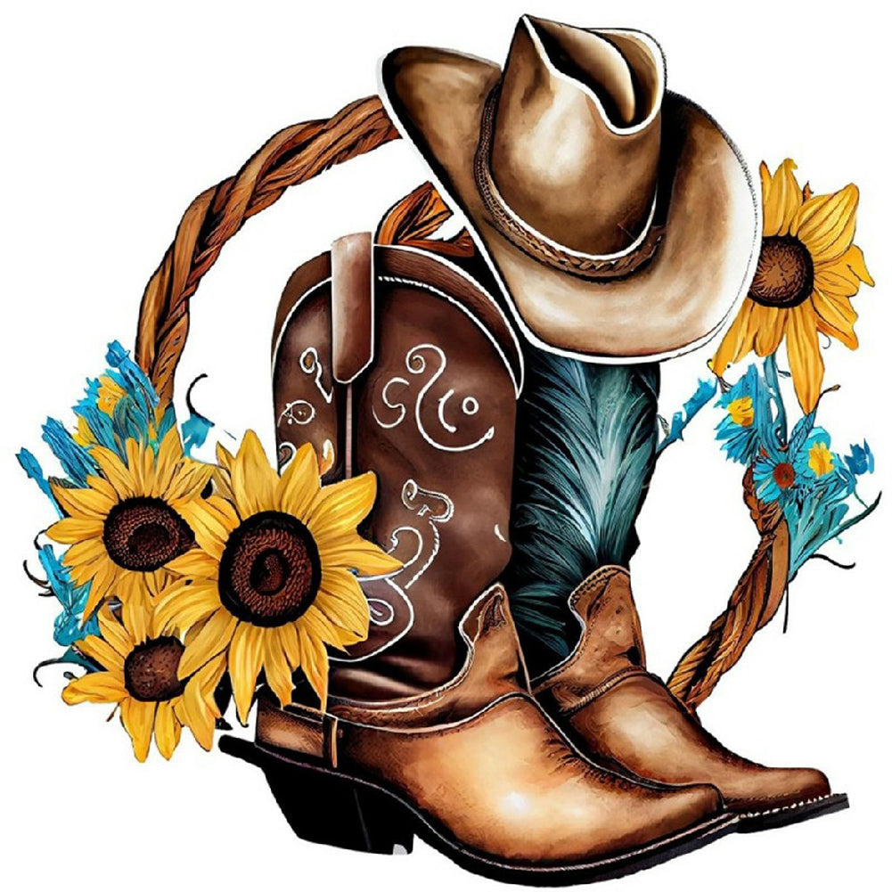 Cowboy Hats And Boots - Full Round Drill Diamond Painting 30*30CM