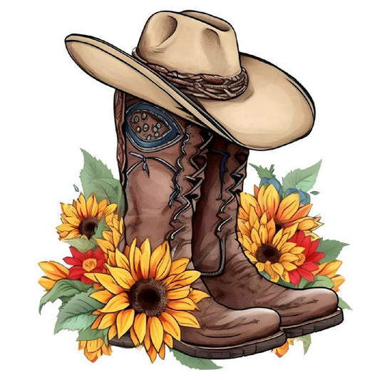 Cowboy Hats And Boots - Full Round Drill Diamond Painting 30*30CM