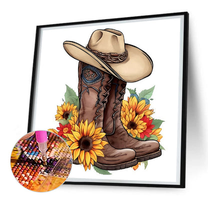 Cowboy Hats And Boots - Full Round Drill Diamond Painting 30*30CM