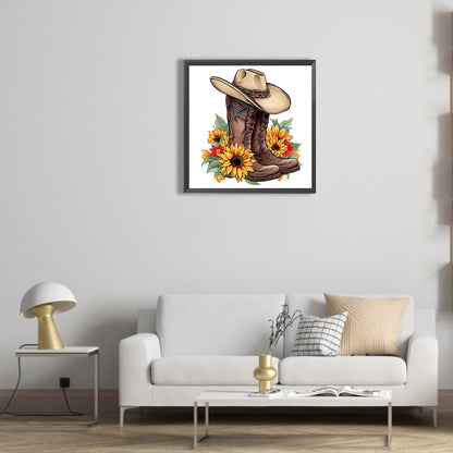 Cowboy Hats And Boots - Full Round Drill Diamond Painting 30*30CM