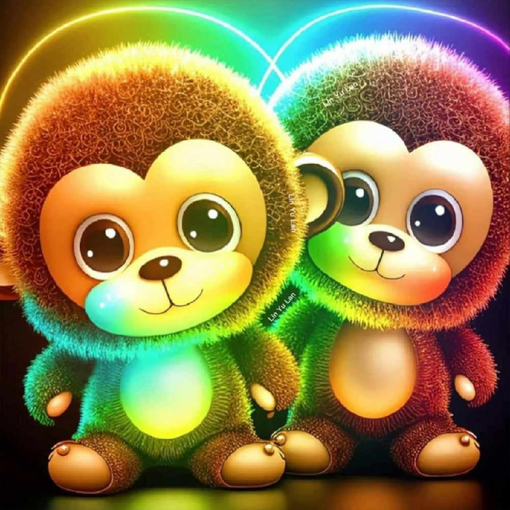 Colorful Little Monkey - Full Round Drill Diamond Painting 30*30CM