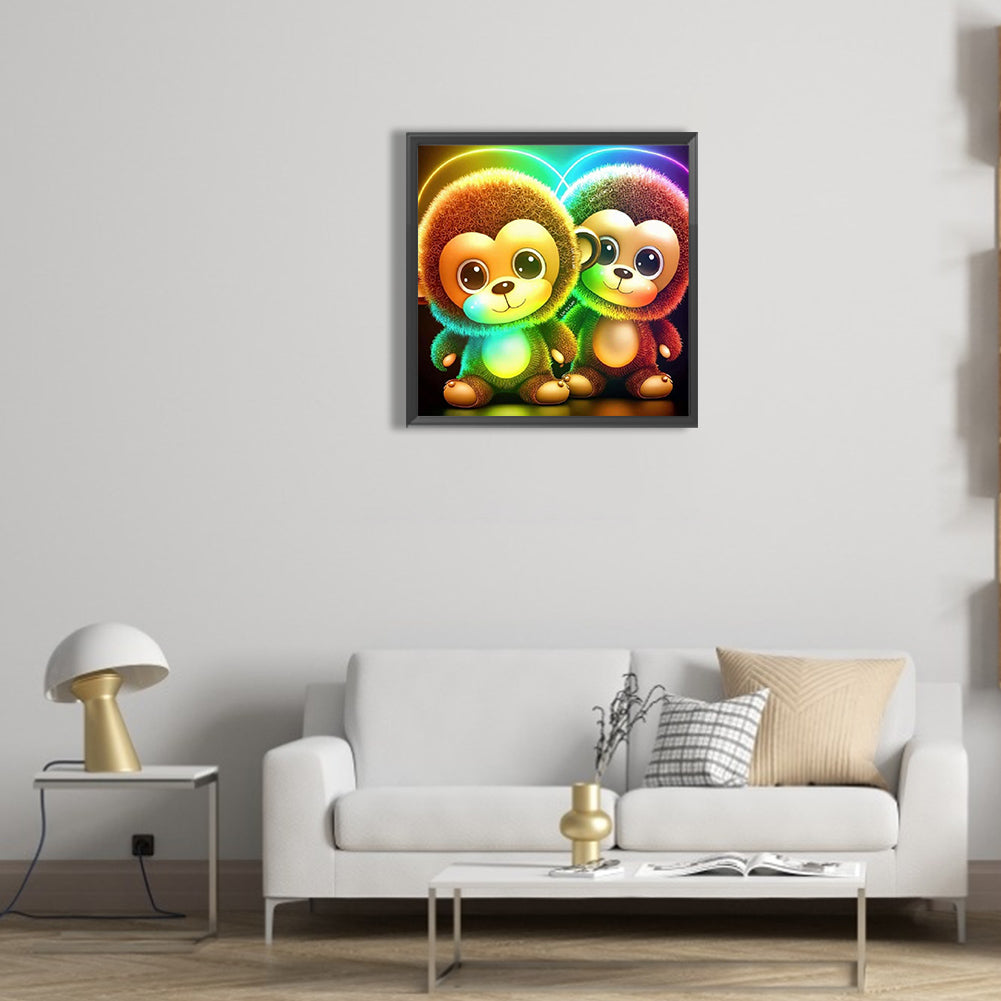 Colorful Little Monkey - Full Round Drill Diamond Painting 30*30CM