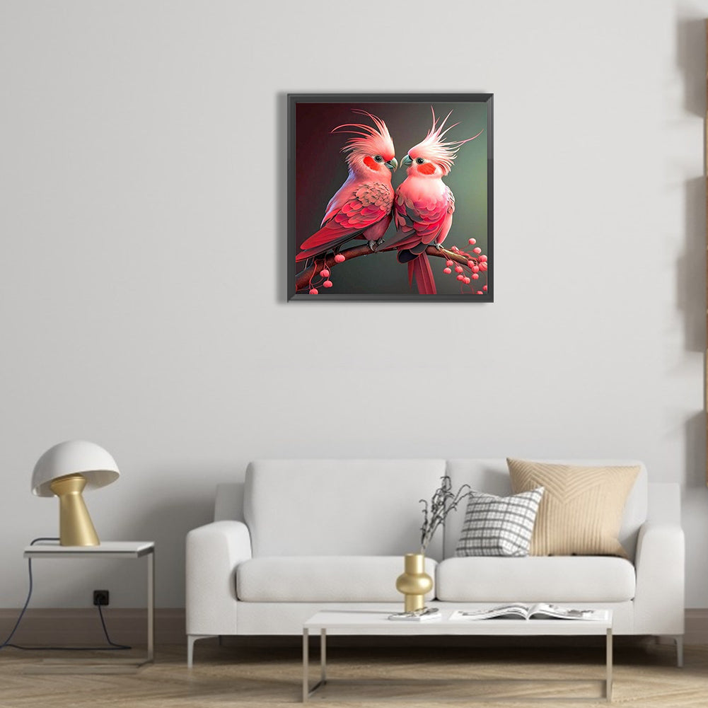 Pink Parrot - Full Round Drill Diamond Painting 30*30CM